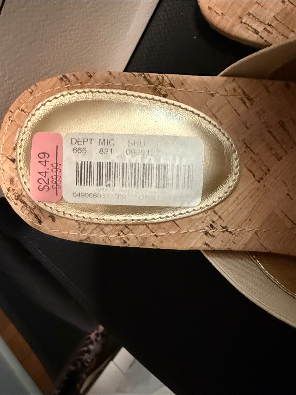 Alex Marie Metallic Gold Cork Block Heel Mules - Picture 2 of 3